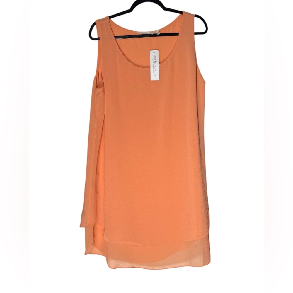 Soft Surroundings Sz Large Summer Fling Blouse Sunset Orange Layered Tank NWT
